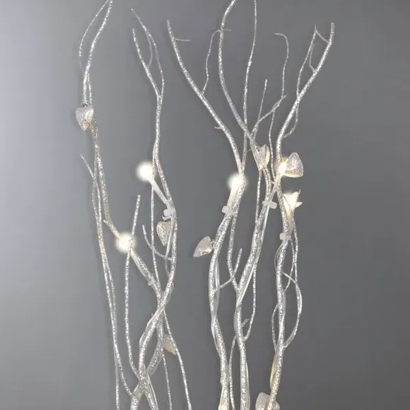 LED Twig Tree with Hearts - Silver image