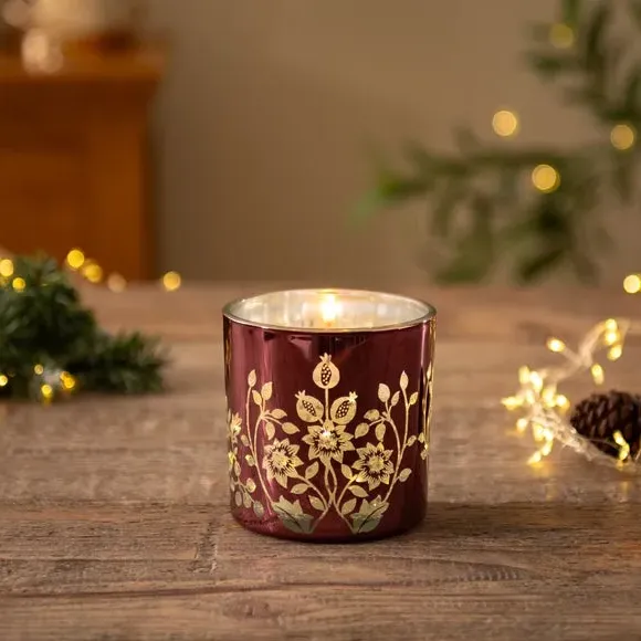 LED Twinkle Gel Candle - Red, Glass image