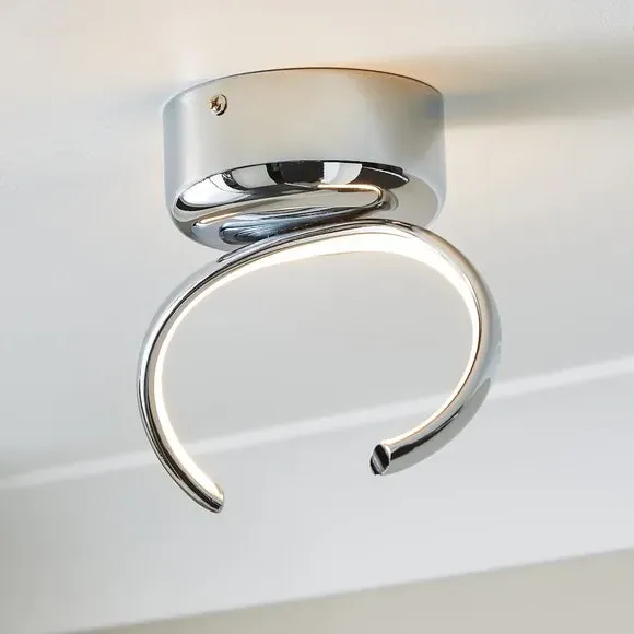 LED Wall Light with Swirl Design - Chrome