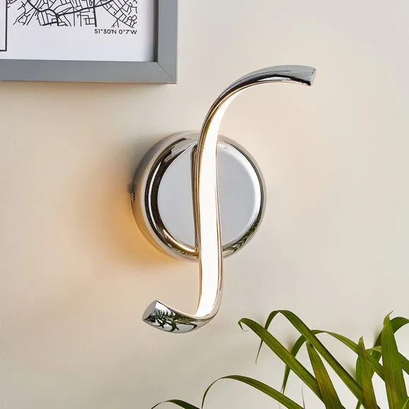LED Wall Light with Swirl Design - Chrome image