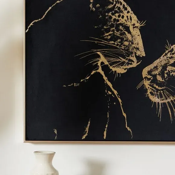 Leopard Canvas Wall Art - Black, Suede