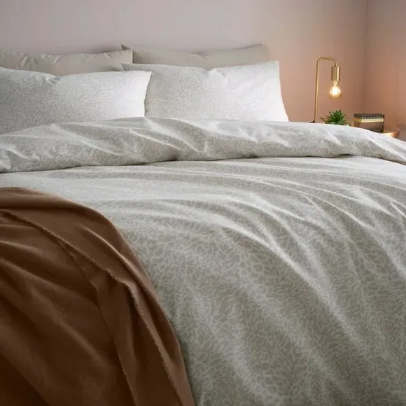 Leopard Print Duvet Cover Set - Natural, Cotton