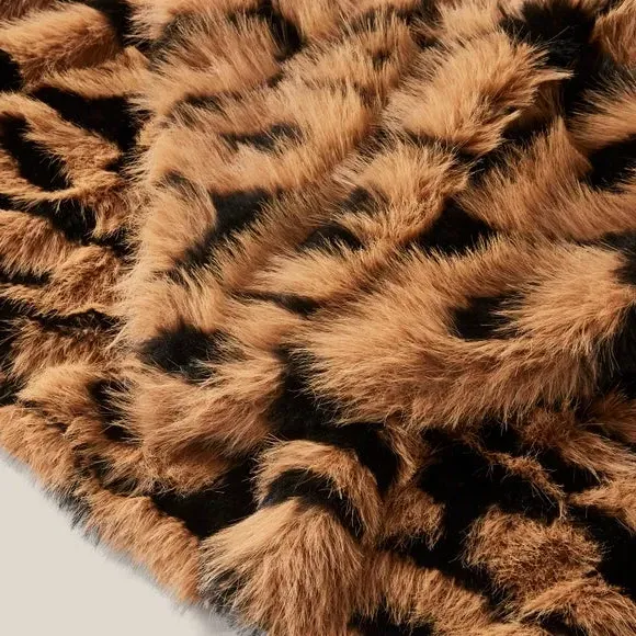 Leopard Print Throw Blanket - Natural, Faux Fur