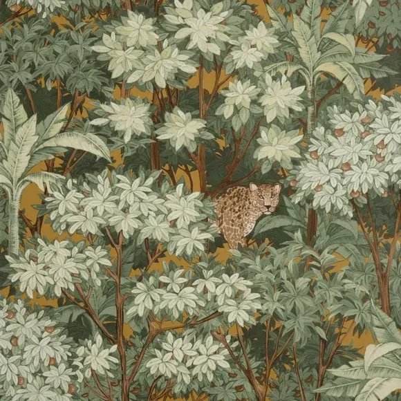 Leopard Trees Wallpaper - Green