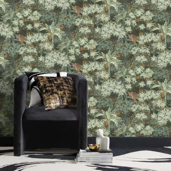 Leopard Trees Wallpaper - Green