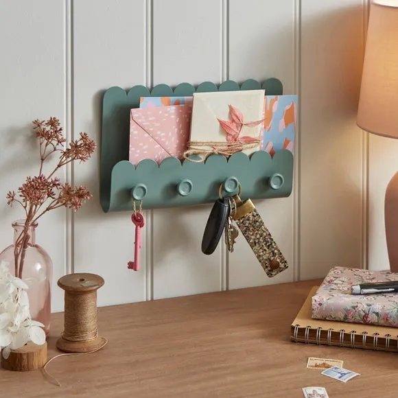 Letter Rack with Key Hooks - Green image