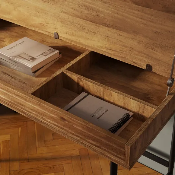 Lift-Up Storage Desk - Mango Wood Effect, Wood