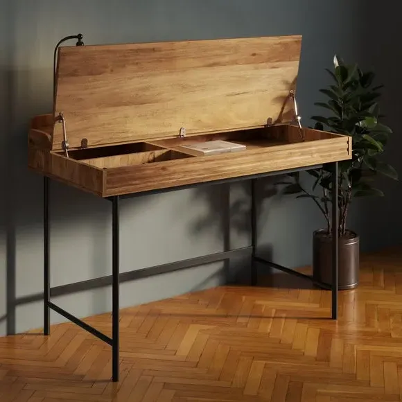 Lift-Up Storage Desk - Mango Wood Effect, Wood image