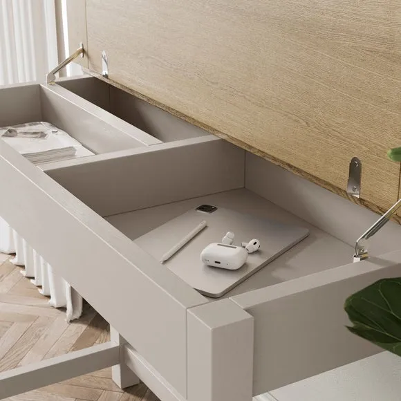 Lift-Up Storage Desk - Stone, Wood