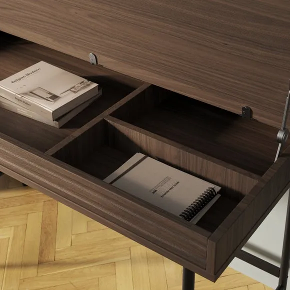 Lift-Up Storage Desk - Walnut Effect, Wood