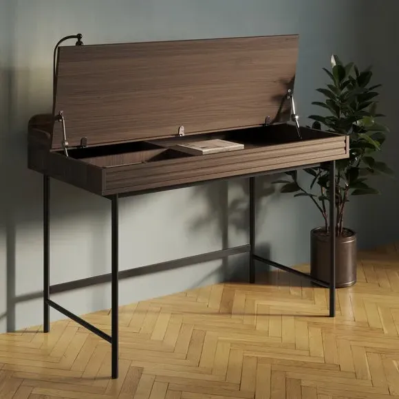 Lift-Up Storage Desk - Walnut Effect, Wood