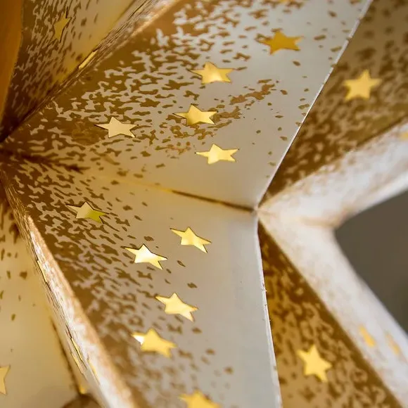 Light Up Paper Star Hanging Decoration - Gold