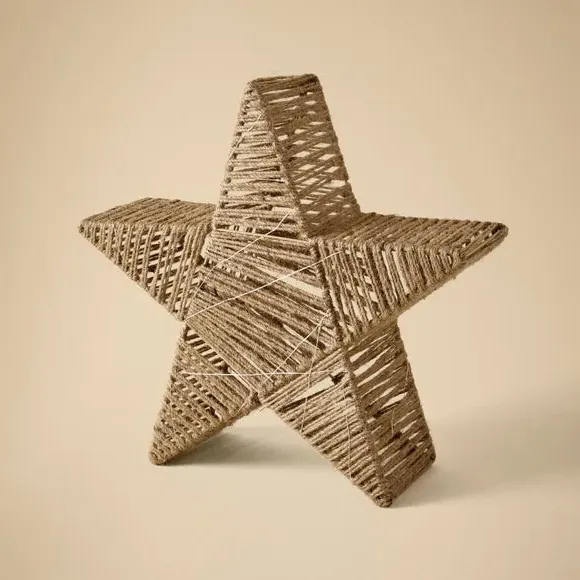 Light Up Star Decoration - Natural, Jute
