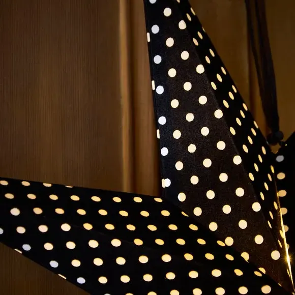 Light-Up Star Hanging Decoration - Black, Paper