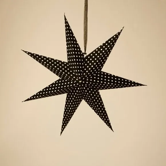 Light-Up Star Hanging Decoration - Black, Paper