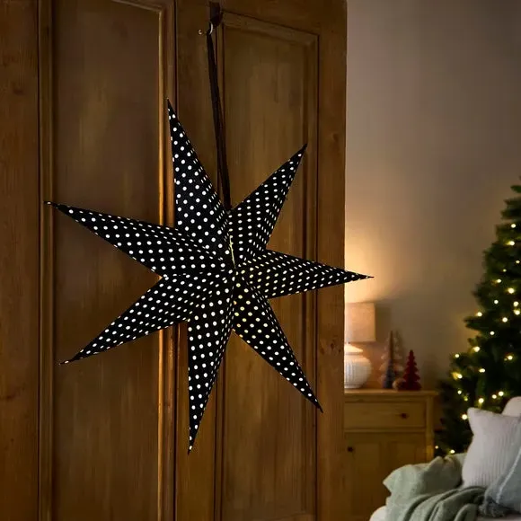 Light-Up Star Hanging Decoration - Black, Paper image
