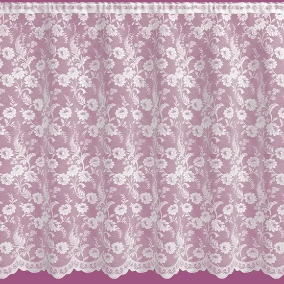 Lillian Lace Net Fabric by Metre - White, Voile