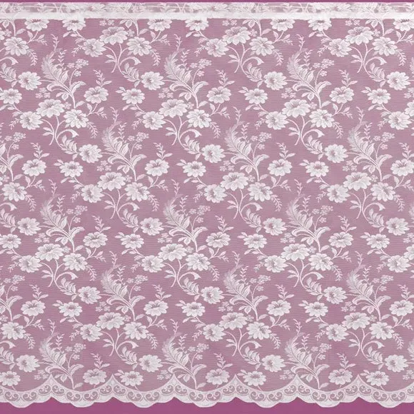 Lillian Lace Net Fabric by Metre - White, Voile