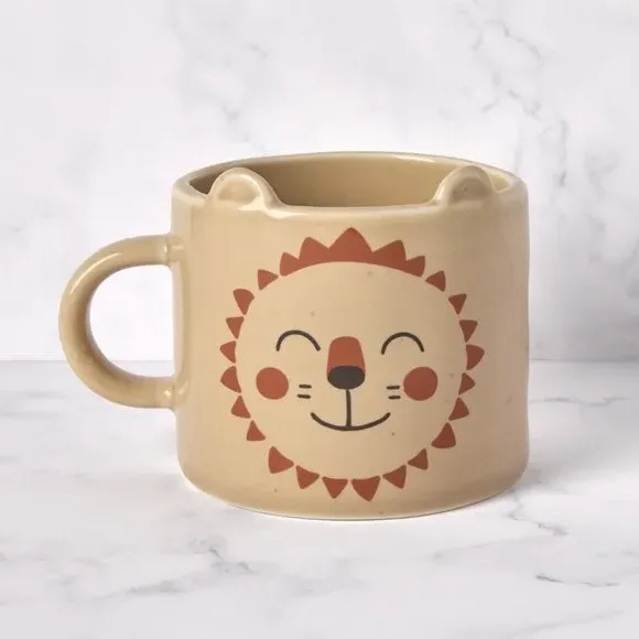 Lion Kids Mug with 3D Ears - Natural, Stoneware image