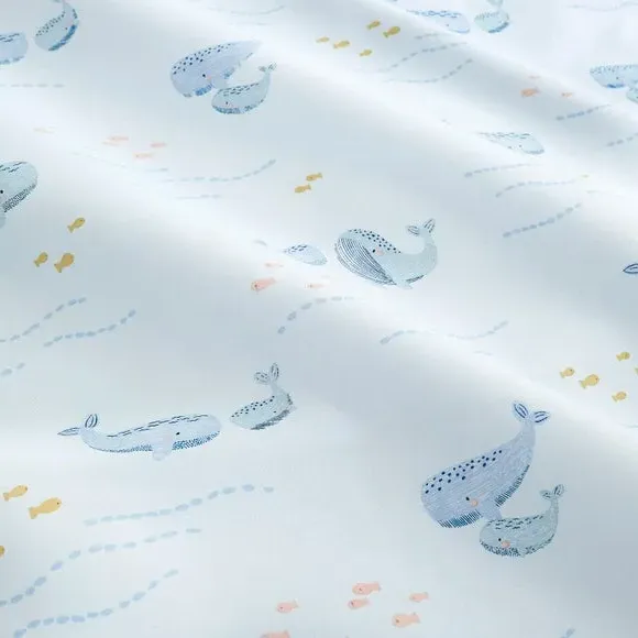 Little Whales Duvet Cover Set - Blue, Cotton