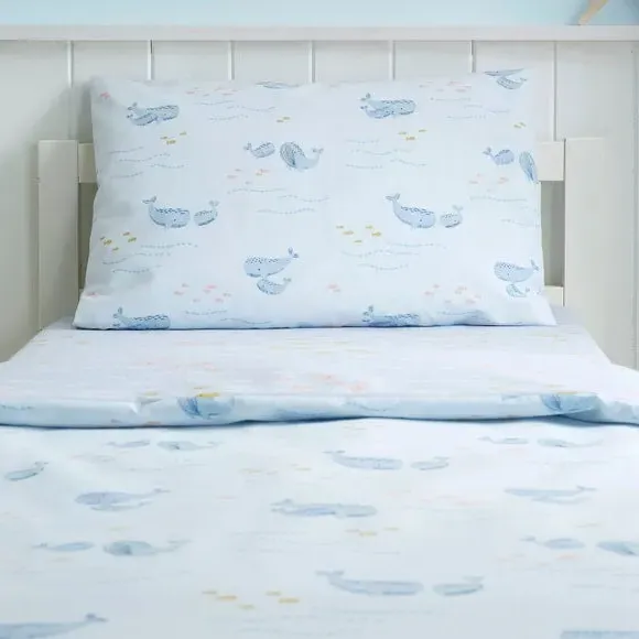 Little Whales Duvet Cover Set - Blue, Cotton