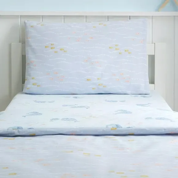 Little Whales Duvet Cover Set - Blue, Cotton