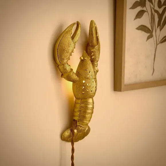 Lobster Wall Light Plug-In - Gold