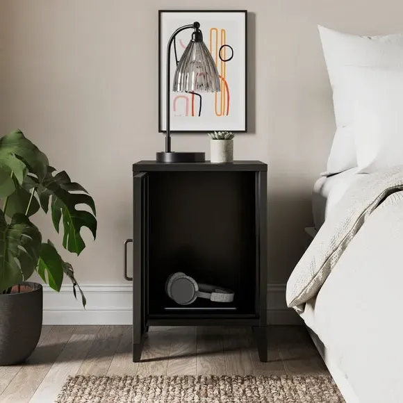 Locker Style Bedside Table - Black, Metal