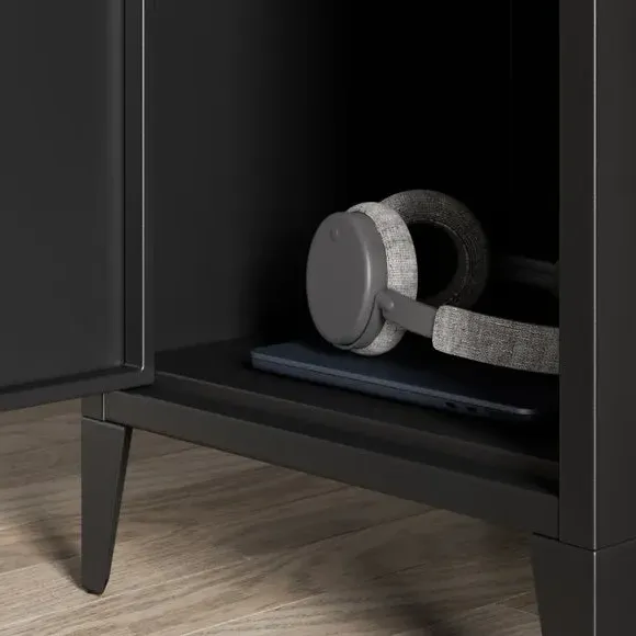 Locker Style Bedside Table - Black, Metal