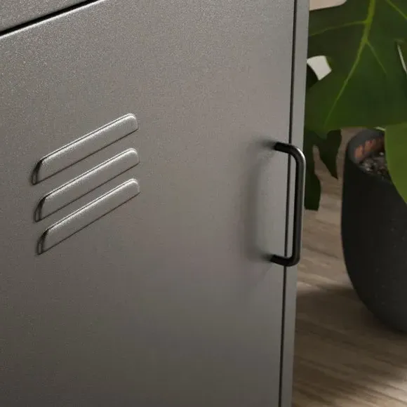 Locker Style Bedside Table - Black, Metal