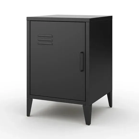 Locker Style Bedside Table - Black, Metal