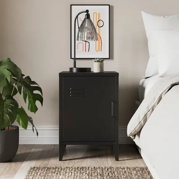 Locker Style Bedside Table - Black, Metal image