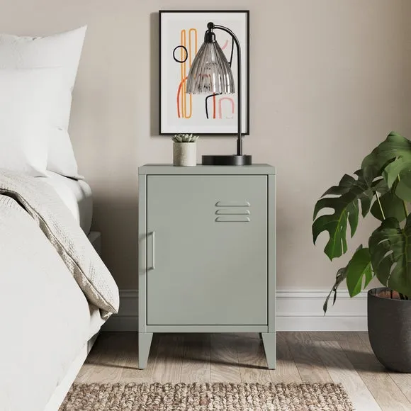 Locker Style Bedside Table - Sage, Metal