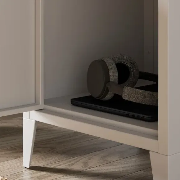 Locker Style Bedside Table - White, Metal