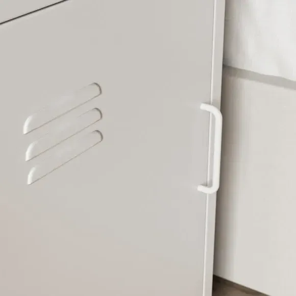 Locker Style Bedside Table - White, Metal
