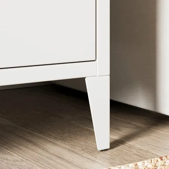Locker Style Bedside Table - White, Metal