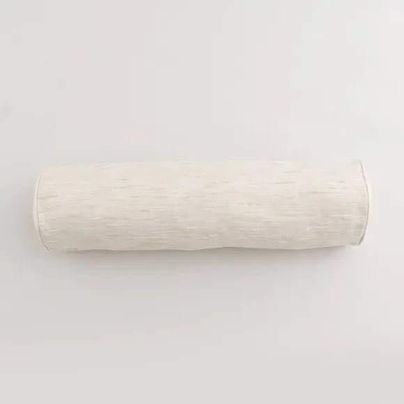 Long Bolster Cushion with Piping - Ivory, Fabric