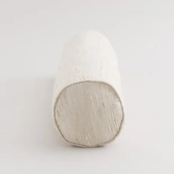 Long Bolster Cushion with Piping - Ivory, Fabric