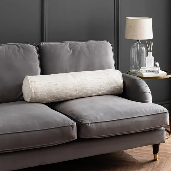 Long Bolster Cushion with Piping - Ivory, Fabric image