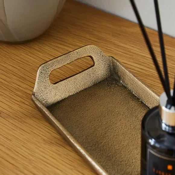 Long Decorative Tray - Gold, Aluminium