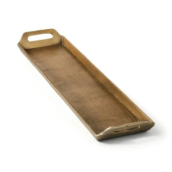 Long Decorative Tray - Gold, Aluminium