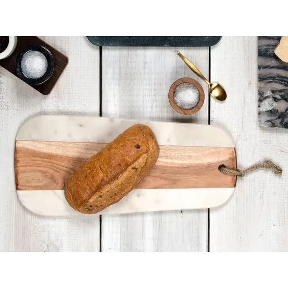 Long Serve Board - Natural, Marble & Acacia