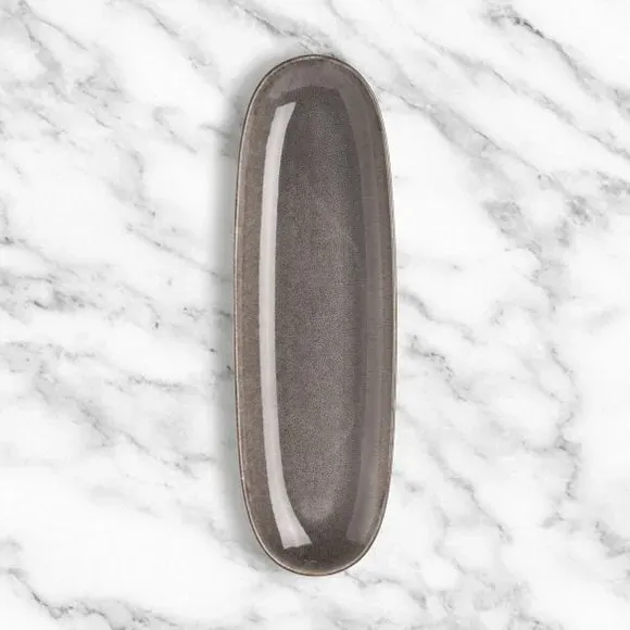 Long Serving Platter Reactive Glaze - Grey, Stoneware image