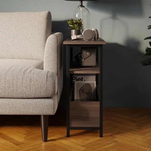 Long Side Table with Storage - Walnut