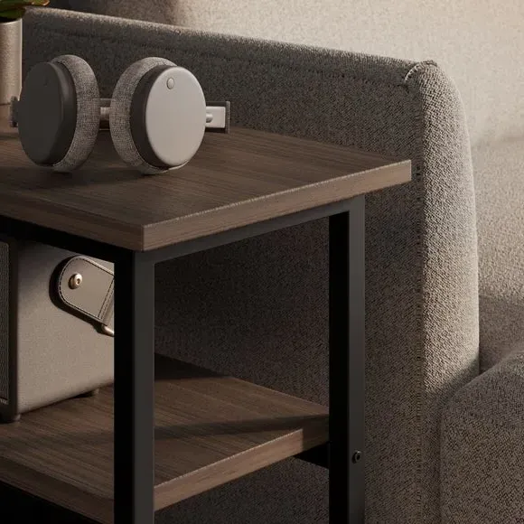 Long Side Table with Storage - Walnut