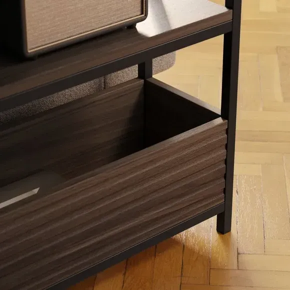 Long Side Table with Storage - Walnut