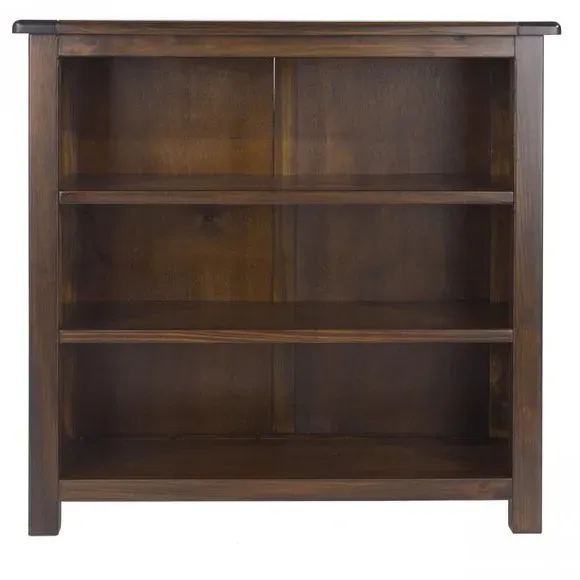 Low Bookcase with 3 Shelves - Brown, Pine