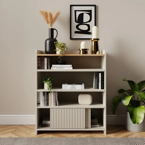 Low Bookcase with Drawers - Natural, Wood