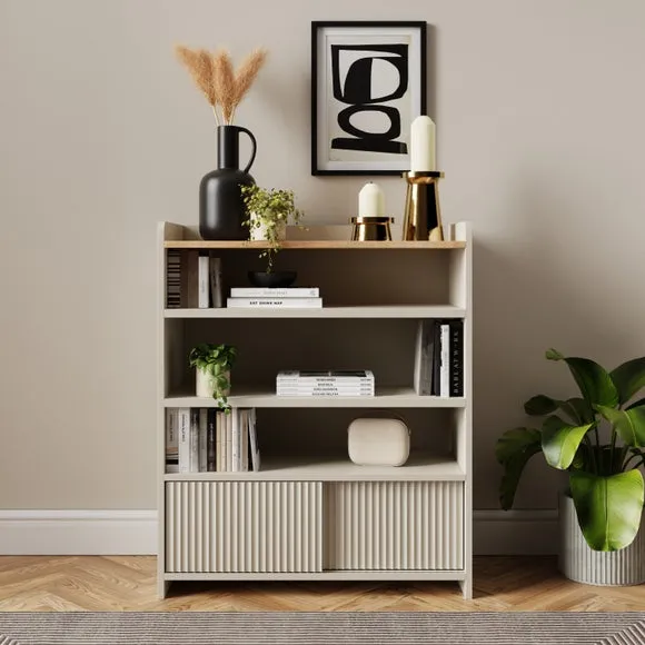 Low Bookcase with Drawers - Natural, Wood