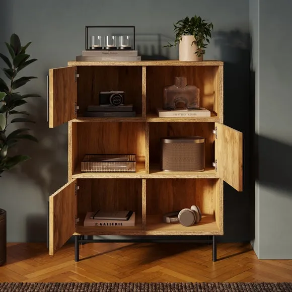 Low Bookcase with Metal Legs - Mango Wood Effect